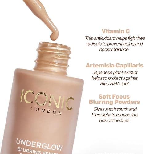 ICONIC LONDON Underglow Blurring Primer | Blurs Imperfections and Gives Skin a Radiant Glow, Cruelty-Free, Vegan Makeup Universal Shade, 0.91 Fl oz thumbnail 4