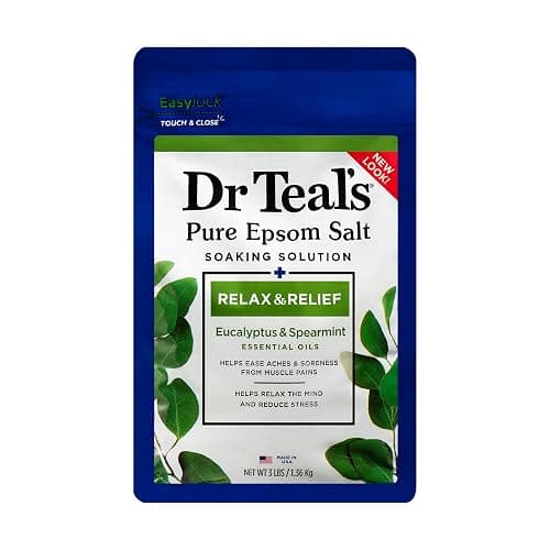 Dr Teal's Epsom Salt Magnesium Soak, Relax & Relief with Eucalyptus & Spearmint Essential Oils, 3 lbs - Image 1
