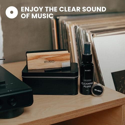 EVEO Vinyl Record Cleaning Kit - 4-in-1 Premium Vinyl Record Cleaner & Vinyl Cleaning Kit with Velvet Brush, Vinyl Cleaner Liquid, Duster & Turntable Stylus Gel thumbnail 5