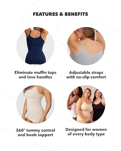 SHAPERMINT Womens Tops - Scoop Neck Cami Body Shaper for Women, Shapewear Tummy Control, Camisole Tank Tops for Women thumbnail 5