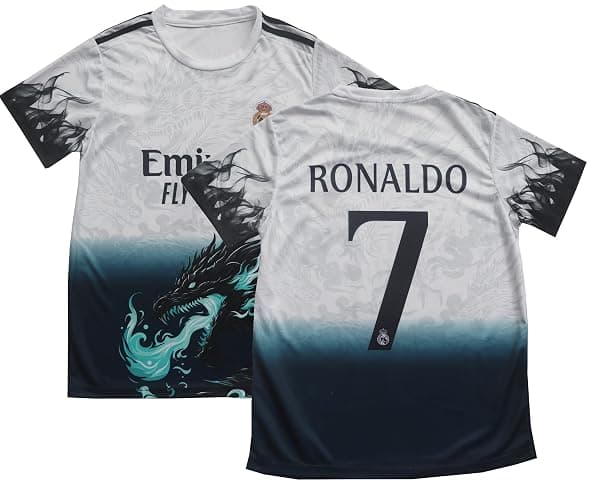 Pitch and Trek Ronaldo Madrid #7 Special Dragon Limited Edition Kids Soccer Jersey Shirts Football Futbol Socks Gift Set Youth Sizes thumbnail 2