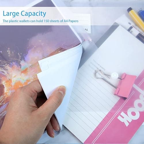A4 Clear Plastic Wallets Folders - 30PCS A4 Popper Wallets with Label Pocket Document Files Wallets Plastic Envelope Folder thumbnail 4