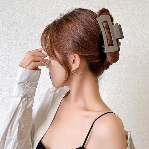 MAORULU Large Hair Claw Clips for Thick Hair, Banana Clips with Strong Hold for Women and Girls, Brown 1 thumbnail 7