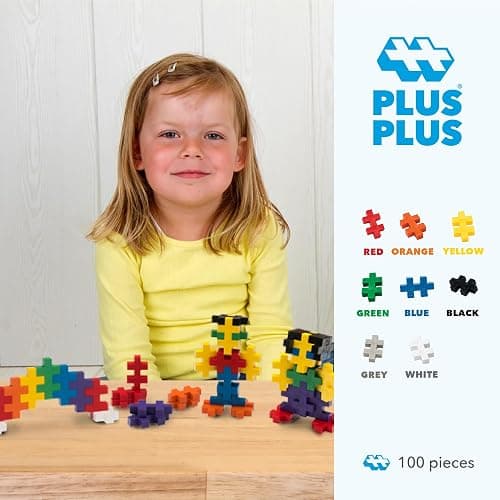 PLUS PLUS BIG - Open Play Set - 100 Piece - Basic Color Mix, Construction Building Stem Toy, Interlocking Large Puzzle Blocks for Toddlers and Preschool thumbnail 3