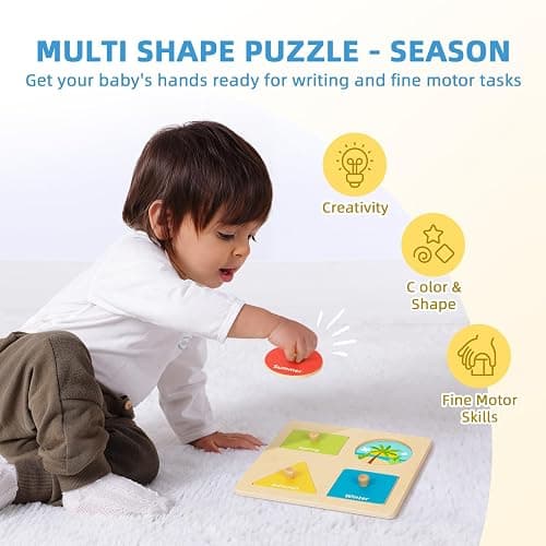 OOOK Montessori Toys for 1 Year Old, 6 in 1 Wooden Educational Toys for 1 Year Old with Cylinder Block, Ball Drop, Nesting Cups, Sorting Drop Box and More. Perfect Montessori Gift for 12-18 Months. - Montessori Play Kit for 13-15 Months thumbnail 6