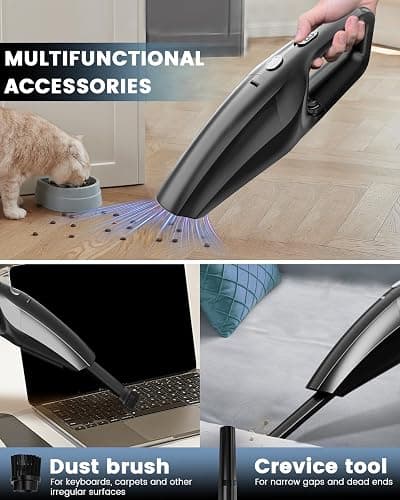 SERVOMASTER Handheld Vacuum Cordless, Car Vacuums Powerful with Rechargeable Battery, Portable Hand Held Vacuum Cordless with Washable HEPA Filter, Mini Vacuums Kit for Men and Women thumbnail 4