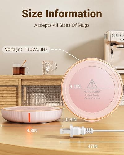 HouseGem Large Candle Warmer Plate - Coffee Cup Mug Warmer for Desk, Candle Melter, Electric Mug Heater for Beverages, Milk & Tea, Coffee Accessories Ideal Gifts Keep Cup Warm (Pink) thumbnail 5