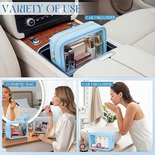 Hsei 6 Pcs Clear Makeup Bags Diaper Bag Organizer Travel Toiletry Bags with Zipper Clear Cosmetic Organizer Car Storage Pouch Bridesmaid Gift for Women Beach Vacation (Blue) thumbnail 5