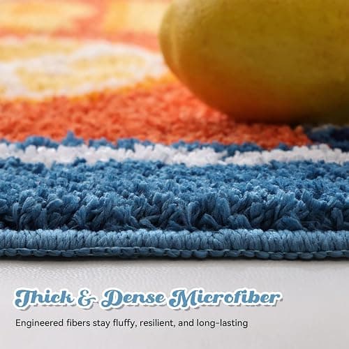 TRUEDAYS Sardine Can Bath Mat, Blue Bathroom Rugs for Bedroom, Soft Washable Rug Non Slip Cute Kitchen Bath Mats for Bathroom Funny Cartoon Fish and Lemon thumbnail 8