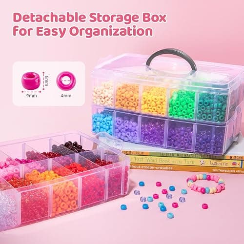 Umikk 10,000 Pcs Pony Beads, Beads for Hair, 30 Assorted Colored Beads for Bracelets Making, Kandi Friendship Bracelet Beads for Craft, Jewelry Making, Christmas Gifts (Boxed) thumbnail 5
