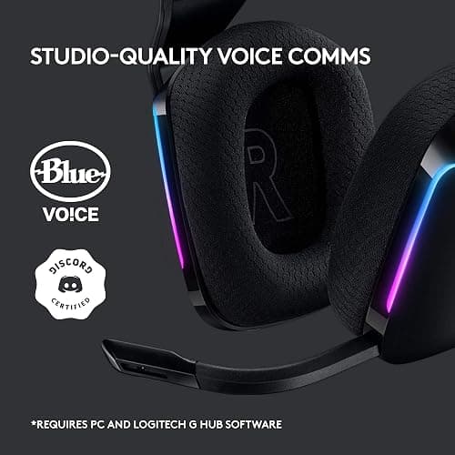 Logitech G733 Lightspeed Wireless Gaming Headset, Suspension Headband, Lightsync RGB, Blue VO!CE Mic, PRO-G Audio – Black, Gaming Headset Wireless, PC, PS5, PS4, Switch Compatible thumbnail 9