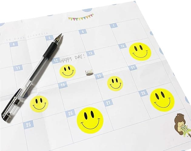 Hcode Happy Face Circle Dots Paper Labels Reward Stickers - Teachers Stickers, 500 Pieces per Roll (1.5 inch Yellow) thumbnail 6