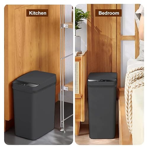 Yatmung Touchless Bathroom Trash Can - 2.5 Gallon Smart Trash Can Sensor Motion - Skinny Trash Bin with Lid - Electric, Narrow, Plastic, Auto Open - Small Slim Automatic Garbage Can (Black) thumbnail 6