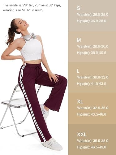 Tapata Women's 28/30/32/34 Inseam Track Pants Loose Straight Leg Jogging Sweatpants Warm-Up Sports Athletic Running thumbnail 6