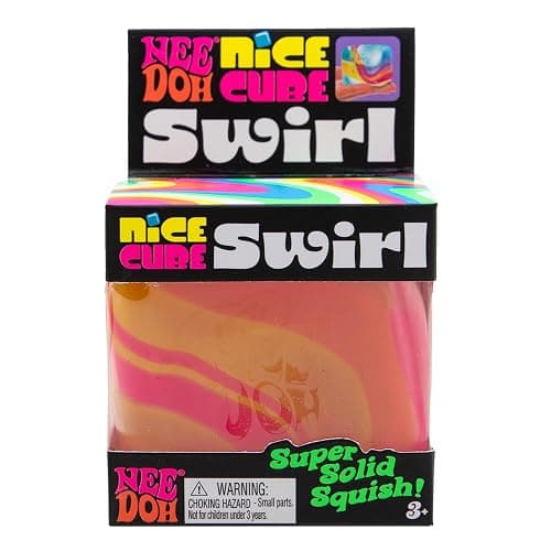 Schylling NeeDoh Nice Cube Swirl - Sensory Toy with a Super Solid Squish - Unique, Swirling Color Blend - Ages 3 and Up - Orange; One Cube Per Pack thumbnail 2