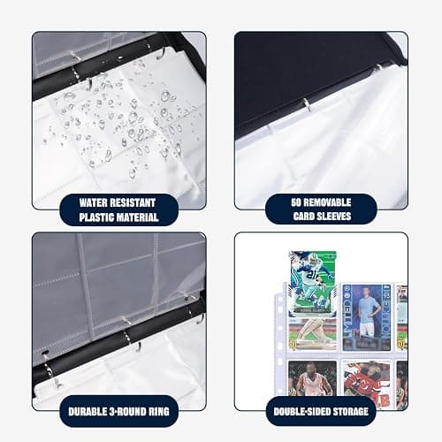 LOMONEH Sports Card Binder with 50 Sleeves,9 Pocket Baseball Card Binder Storage Box,Football Collectible Trading Card Case,Basketball Card Holder,Soccer Card Organizer,Hockey 900 Cards Albums thumbnail 5