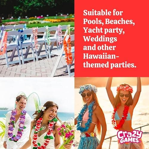 25 Count Hawaiian Leis Set Necklace Bulk for Kids & Adults – Tropical Luau Flower Lei Necklaces, Multicolor Party Favors for Hawaii Decor Birthday, Beach Wedding, Easter Parties & Holiday Decorations thumbnail 7