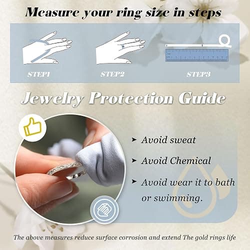 Fansilver Stackable Chunky Gold Rings for Women Non Tarnish Dainty 14K Gold Plated Stacking Thumb Rings Set Trendy Gold Wedding Band Ring Size 5-11 thumbnail 5