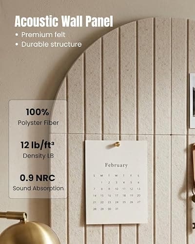 Arched Felt Bulletin Board 36" x 24", 6 Felt Tiles with 30 Removable Adhesive Tabs, Cork Board Alternaltive for Office, Vision Board & Wall Decor (Oatmeal) thumbnail 3