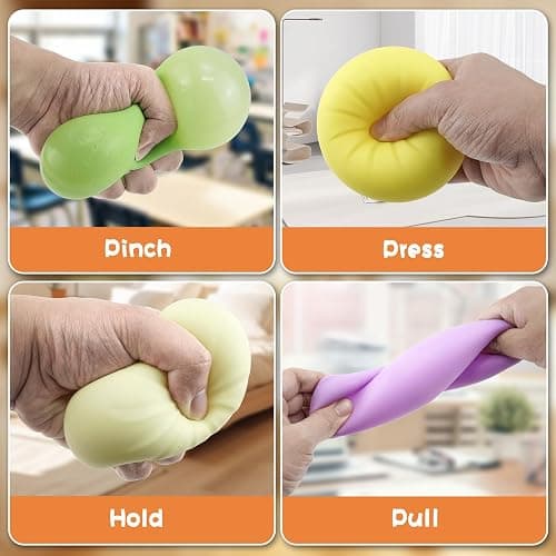 4 Packs Colorful Dumpling Stress Balls Fidget Toys Adults, Squeeze Dough Ball Stress Relief Hand Toys, Bun with Food Steamer Stretchy Easter Basket Stuffers Easter Gifts thumbnail 6