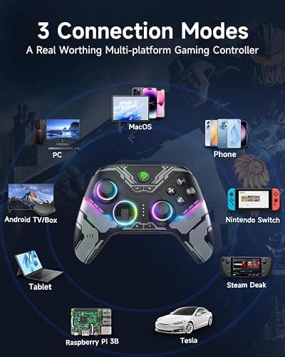 EasySMX X15 PC Controller - Enhanced Wireless Bluetooth Controller with Hall Joysticks/Hall Triggers/RGB Lighting - No Stick Drift, No Dead Zone - Work for Windows PC, Android, Steam and Switch thumbnail 3