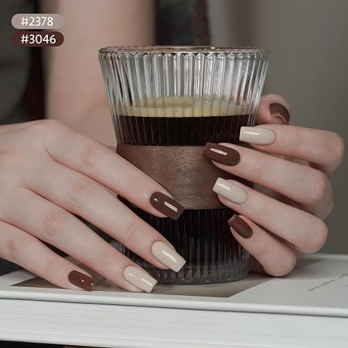 GAOY Nude Brown Gel Nail Polish Set, 6 Colors Beige Chocolate Caramel, UV Cure Gel for DIY Manicure at Home thumbnail 4