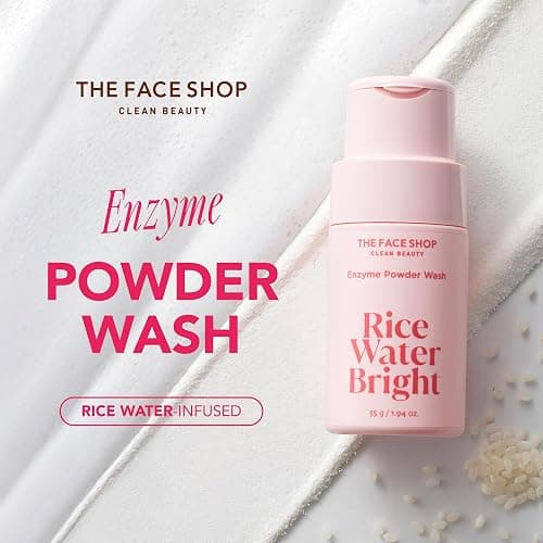 The Face Shop Rice Water Bright Enzyme Powder Wash, Gentle Exfoliating Cleanser with AHAs, Radiant skin, Rice Polish for Face, Korean Skin Care 55g / 1.94 oz thumbnail 2