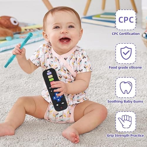 Teething Toys for Babies 0-6 6-12 12-18 Months Bpa Free Teething Sticks and Remote Teether for Babies Baby Sensory Chew Toys for Infants 0-18 Months thumbnail 6
