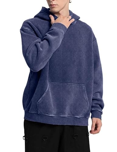 FAIABLE Mens Hoodies Oversized Unisex Acid Wash Hoodie Heavyweight Fleece Vintage Cotton Sweatshirt Men Women Streetwear thumbnail 3