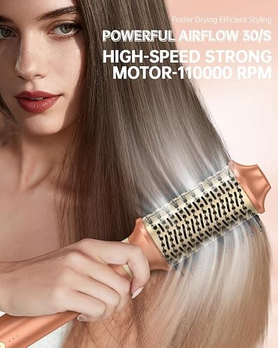 [Dual Voltage] webeauty 6 in 1 Hot Air Styler, High-Speed Negative Ionic Hair Dryer with Auto Curlers, Professional Blow Dryer Brush, Diffuser, Volumizer Multiple Styling, No Heat Damage thumbnail 3