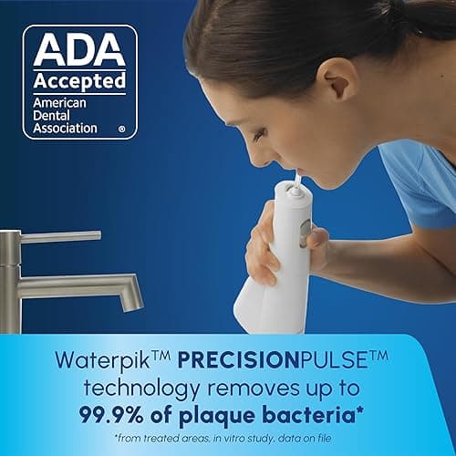 Waterpik Cordless 1100 Rechargeable Portable Water Flosser for Teeth Cleaning and Flossing, Travel, Braces Care, Healthier Gums, Waterproof for Shower, ADA Accepted, WF-30CD White, Packaging May Vary thumbnail 4