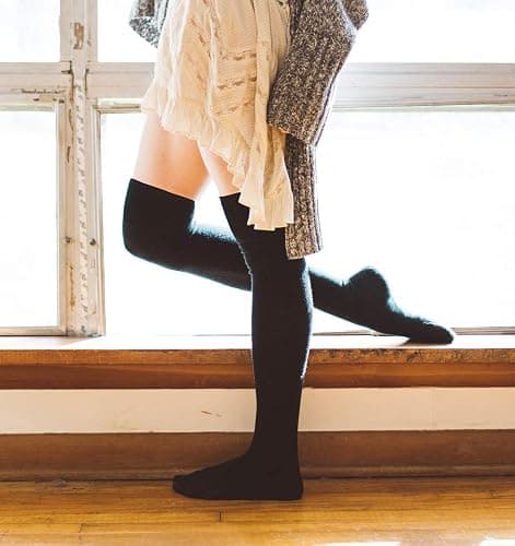 Women Thigh High Socks Extra Long Cotton Knit Warm Thick Tall Long Boot Stockings Leg Warmers thumbnail 3
