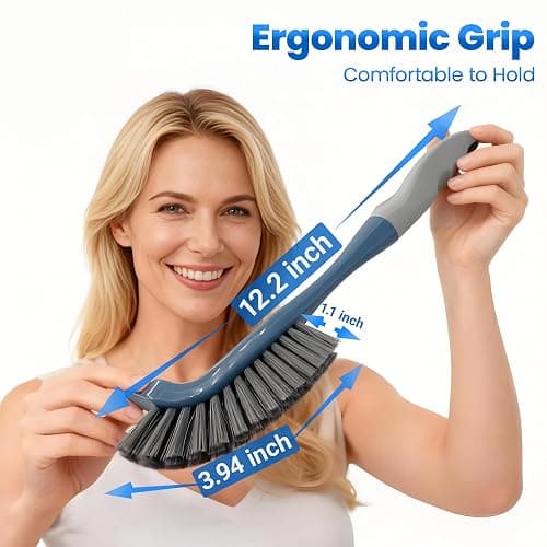 SSINBOANGI 3 Pack Hard Bristle Scrub Brush Set, Cleaning Brush Designed for Cleaning Shower, Bathroom Faucets, Tile Grout, Sink Edges, Around Toilets, and Hard to Reach Corners and Crevices thumbnail 2