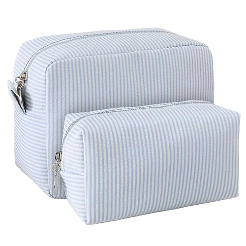 CALINNL 2pcs Makeup Bag Travel Toiletry Bag for Women Lightweight Make Up | Purse Organizer Pouches Large Cosmetic Bag Small Makeup Pouch Medicine Bag Travel Essentials for Women Light Blue - Image 1