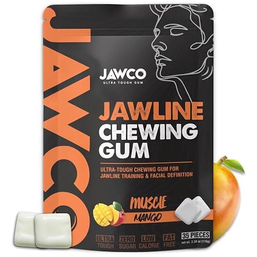 JAWCO Ultra-tough Jawline Chewing Gum | Get a Stronger, Squarer Jawline | Sugar-Free Jaw Training Hard Gum | Chisel, Sculpt, & Tone | 15X Hardness | Facial Fitness Mewing Gum | Muscle Mango (1-Pack) - Image 1