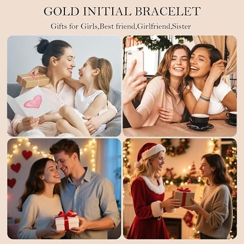M MOOHAM Heart Initial Bracelets for Women Teen Girls, Letter A-Z Bracelet | 14K Gold Plated, Dainty Layered Heart Initial Bracelet, Personalized Birthday Gifts for Women Back to School Gifts for Girls thumbnail 7