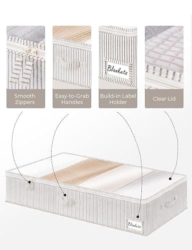 StorageWorks Large Under Bed Storage Containers with Handles and Label Holder, 2 Pack Ultra-thick Fabric Underbed Bins, Closet Organizer for Clothes, Blankets, Sweater thumbnail 4