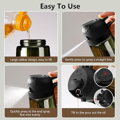SWEET VIEW Olive Oil Dispenser and Oil Sprayer – 16oz/470ml Glass Light-Proof Oil Pourer for Kitchen, Air Fryer, Cooking, Salad, and BBQ thumbnail 2