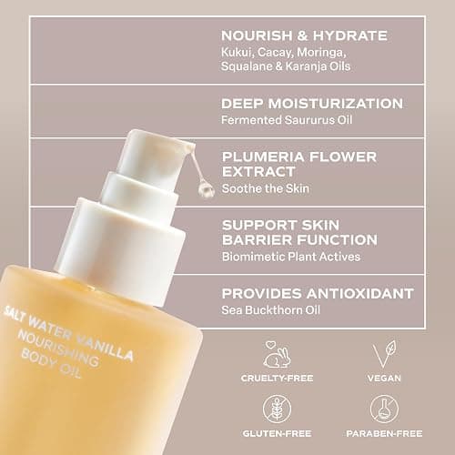 Saltair Body Oil - Luxurious Salt Water Vanilla After Shower and Bath Oil for Women and Men. Botanical, Non-Greasy, Well-Absorbing Moisturizer for Hydrating Dry Skin – 4oz Bottle thumbnail 8