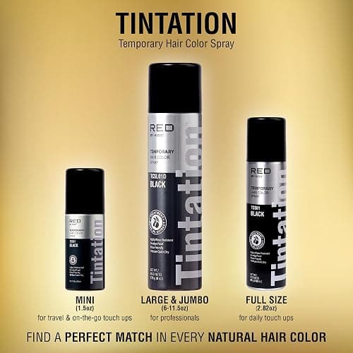 Red by Kiss Tintation Temporary Hair Color Spray, Instant Gray Root Touch Up Coverage, Water-Resistant & Smudge-Proof, Easy Wash Out, Barber & Hairline Touch-Up, Quick-Dry (Black, 2.82 oz) thumbnail 6