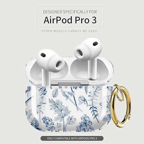 ZEKICE for AirPods Pro 3 Generation Case, Clear Flower Air Pod Pro 3 Case for Women Girly Cute Soft AirPod Pro 3 Cover with Keychain Strap for AirPod Pro 3 Cover 2025 Blue Leaves thumbnail 5