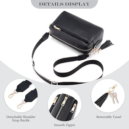 Roulens Triple Zip Small Crossbody Bag for women,Wide Strap Cell Phone Purse Shoulder Handbag Wallet with Credit Card Slots | Triple Zip, Small, Wide Strap thumbnail 6