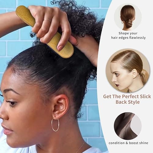 Slick Back Hair Brush - Soft Bristles for Laying Down Edges & Glossy Finish | Mini/Trave Boar Bristle Brush to Style, Polish & Smooth Frizz for Baby Hair and Sleeks Ponytails/Buns thumbnail 3