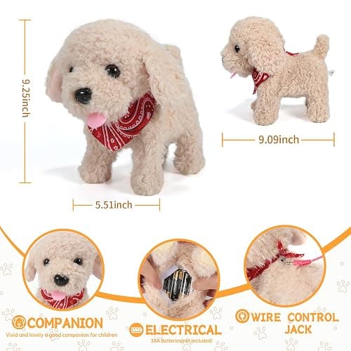 GOBRILLFUN Interactive Walking Plush Puppy Toy Dog, Remote Control Electronic Robot Dog Realistic Wagging Tail, Rich Grooming Set, Gift Toy for Girls & Boys, Kids Age 3, 4, 5, 6 (Accessories Updated) thumbnail 2