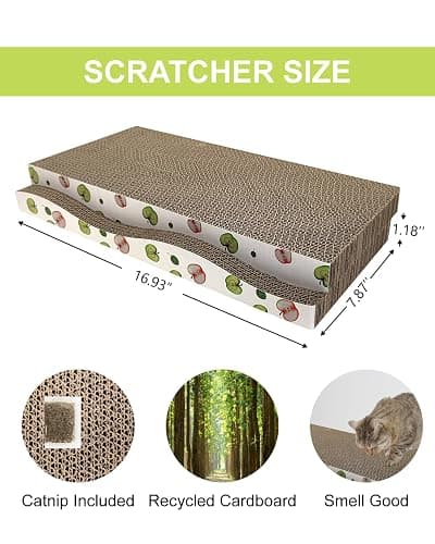 TIMHAKA Cat Scratching Board, Corrugate Cat Scratcher for Indoor Cats with Catnip, Cat Scratch Pad with Premium Scratch Textures Design, Cardboard Cat Scratcher with Double-Sided Usability (Pack of 2) thumbnail 2