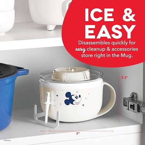 Disney Dash My Mug Ice Cream Maker Bundle - Mini Electric Ice Cream Maker - Creates Gelato, Sorbet & Frozen Yogurt - Easy to Clean & Use - 2 Mugs, Mickey & Minnie Design thumbnail 2