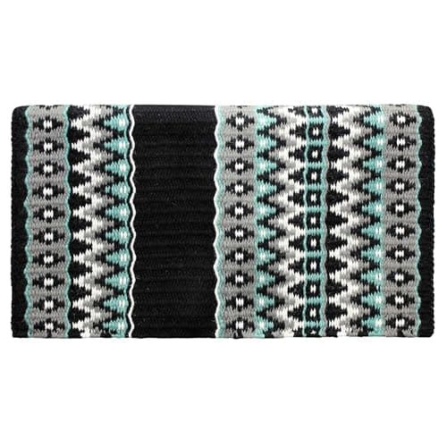 Tahoe Tack Livia Western Show Saddle Blanket – Handwoven 100% New Zealand Wool, Oversize 34" x 38", Over 5 lbs, Breathable, Ideal for Layering at Horse Shows, Parades & Rodeos - Turquoise/Silver/Black/White thumbnail 4