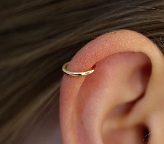 Gold Helix Hoop Earring, Cartilage hoop Tiny Cartilage Ring,Cartilage earring,Tragus earring,Helix ring,piercing earring,Gift for her,single hoop ring thumbnail 8