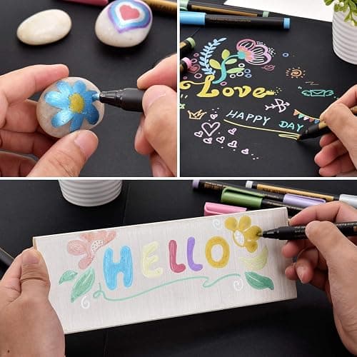DealKits Lot de 10 marqueurs métalliques pour album photo, bricolage, scrapbooking, coloration, livre d'or de mariage, papier noir, pierre, verre, bois, Pâques, bricolage (2 mm) thumbnail 5