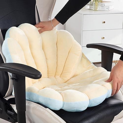 HOMBYS Shell Shaped Seat Cushion with Backrest, Cute Gaming Chair Cushion, Openable Shell Pillow, Throw Pillow & Decorative Pillow for Bed, Couch & Sofa, Ocean Theme Seashell Home Decor, (Blue) thumbnail 4